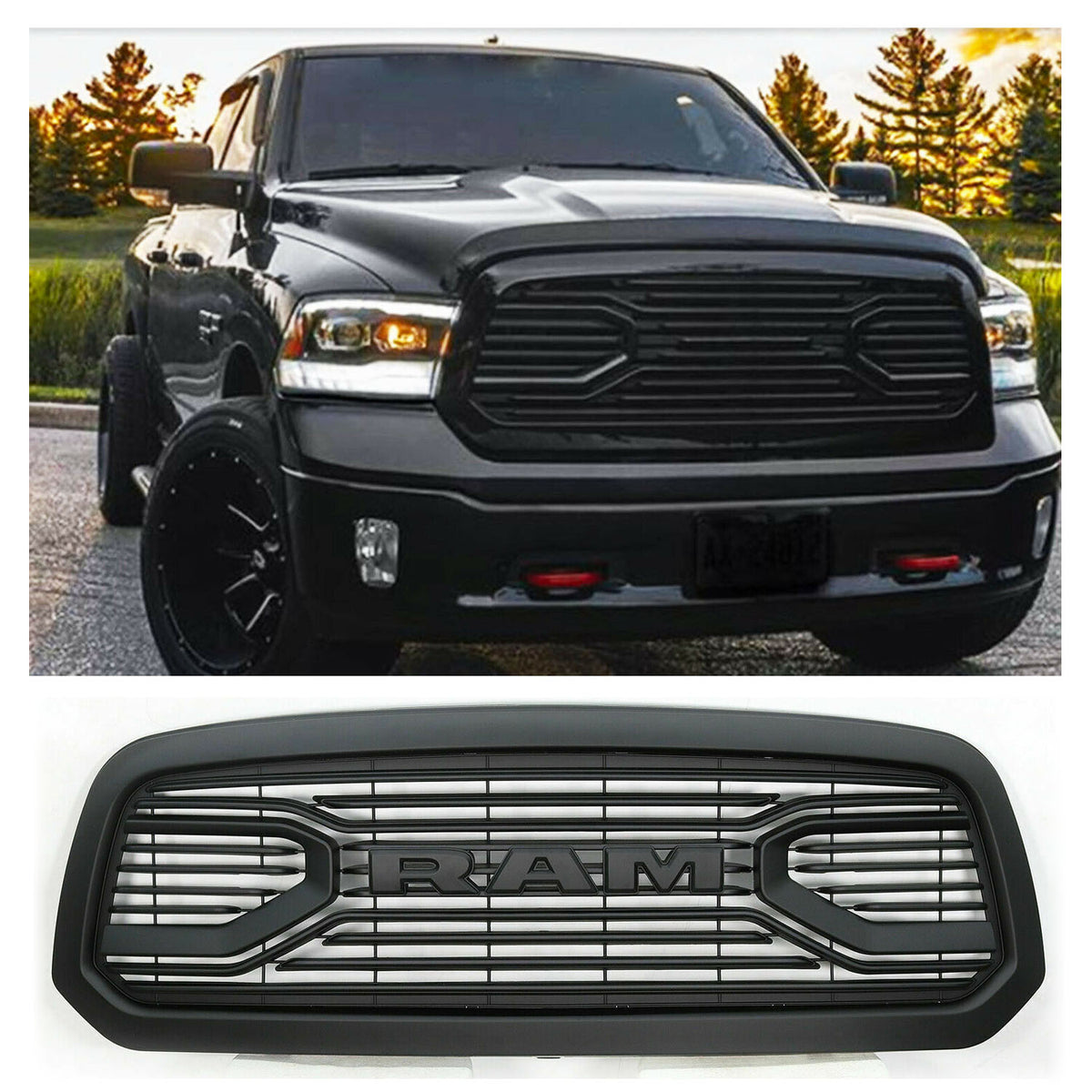 Front Grille For 2013-2018 Dodge RAM 1500, Horizontal Billet Grille, W ...