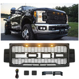Front Grille for 2017-2019 Ford F250/F350 Super Duty Raptor Style Grill w/ 3 Lights