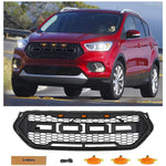 Front Grille for 2017-2019 Ford Escape Kuga Raptor Style Grill W/Letters & LED