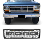 Raptor Style Grille For 1980 1981 1982 1983 1984 1985 1986 Ford F150 Bronco Grill w/Letters & Lights Black