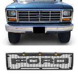 Raptor Style Grille For 1980-1986 Ford F150 w/Letters & Lights Black