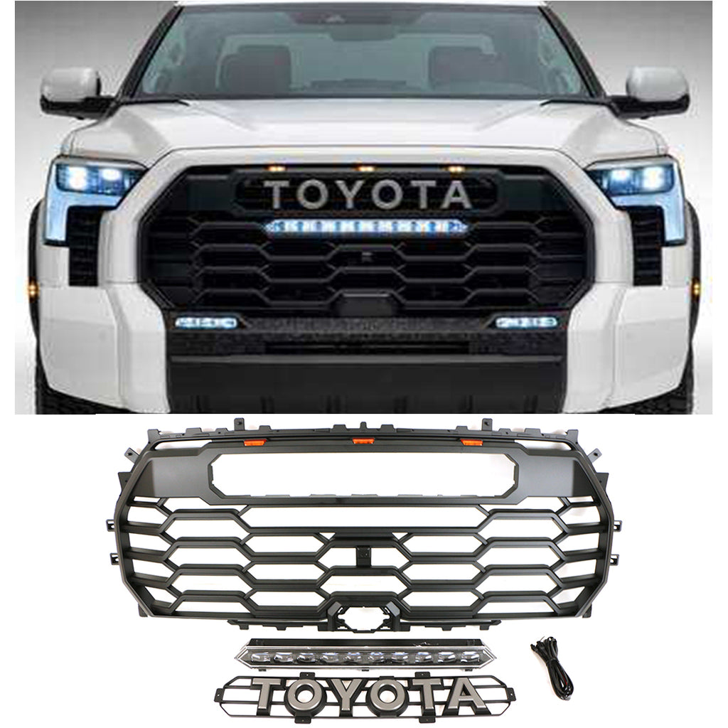 For 2010-2013 Toyota Tundra TRD PRO Front Grille W/ Letter Matte Black – Auto For 2010-2013 Toyota Tundra TRD PRO Front Grille W/ Letter Matte Black – Auto