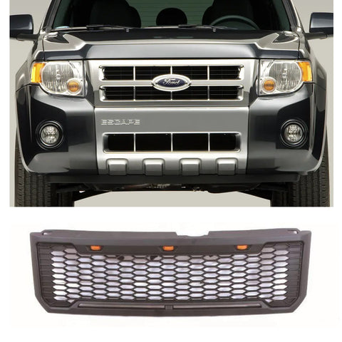 Front Grille for 2008-2013 Ford Escape Kuga Raptor Style Grill W/Letters & LED