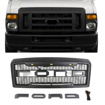 2008 2009 2010 2011 2012 2013 Ford Econoline E150 E250 E350 Grill Raptor Style Grille W/Letters & LEDs