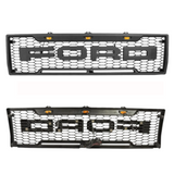 Raptor Style Grille For 1980 1981 1982 1983 1984 1985 1986 Ford F150 Bronco Grill w/Letters & Lights Black