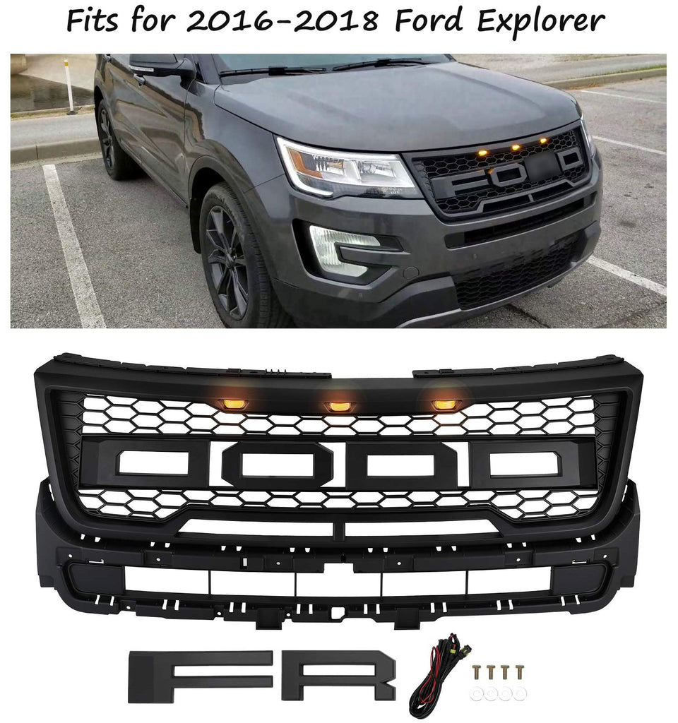 Shinyparts18 Front Mesh Grille With LED Letters For Ford Explorer 2012-2015