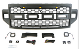 Front Grille for 2021-2022 Ford F250/F350 Raptor Style Grill w/ 3 Lights+2 Side Lights