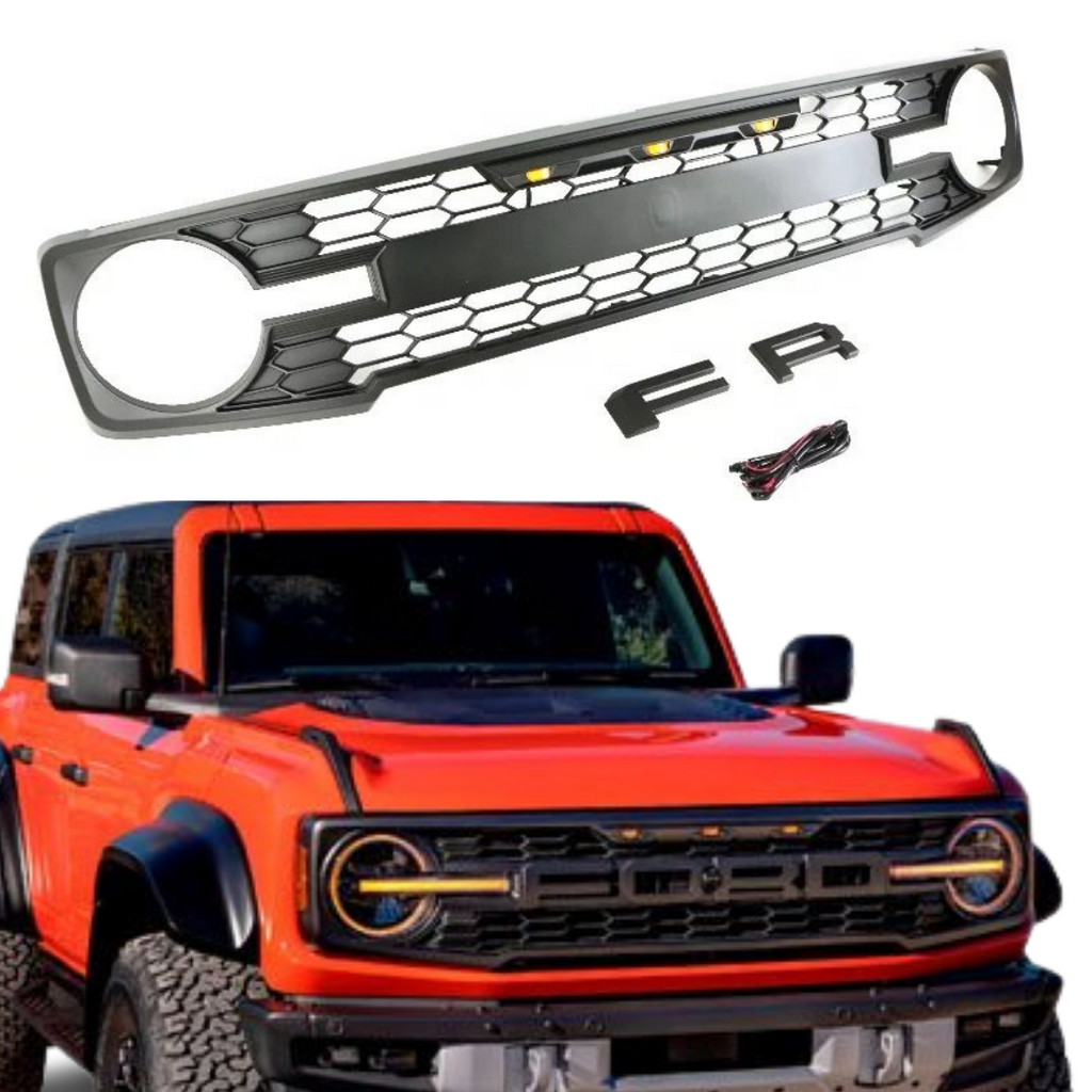 Ford Bronco Raptor With Rtr Grill 2021-2022 Ford Bronco Raptor Style Grill With Letters & LED Lights – CNCT