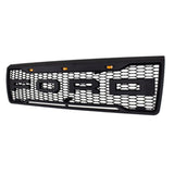 Raptor Style Grille For 1992 1993 1994 1995 1996 Ford F150 Bronco Grill w/Letters & Lights Black