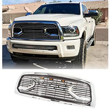 Front Grille For 2010-2018 Dodge RAM 2500 Grill, Big Horn Style with Letters (Chrome with Lights)
