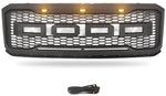 Front Grille for 2007-2014 Ford Expedition Raptor Upper Bumper Grill Black w/LED