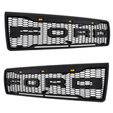 Raptor Style Grille For 1992 1993 1994 1995 1996 Ford F150 Bronco Grill w/Letters & Lights Black