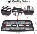 Front Grille For 2004-2008 Ford F150 Raptor Style Replacement Grille, Black W/ LED & Letters