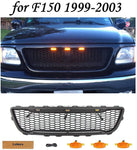 Raptor Style Grille For Ford F150 1999-2003 Bumper Grill w/Lights Black