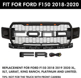 For 2018-2020 Ford F150 Raptor Style Conversion Front Hood Grille W/ LED Grill