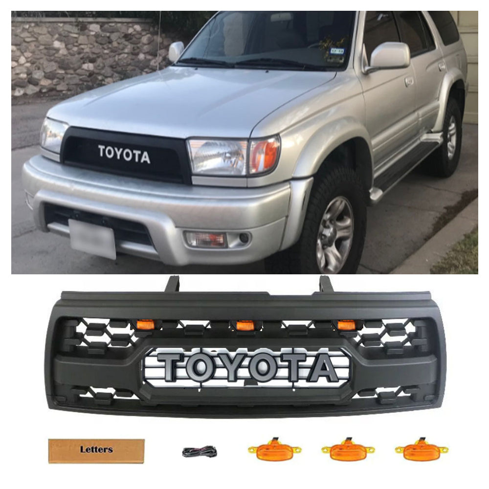 Front Grille For 1996-2002 Toyota 4runner Matte Black W/ Letters Led L ...