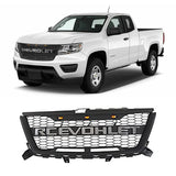 Grille For Chevrolet Chevy Colorado 2016 2017 2018 2019 2020 with Letters and Amber Lights Black Racing Grille