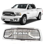Chrome Big Horn Style Front Grille For 2013-2018 Dodge RAM 1500 Upper Bumper Grill  w/ Letters