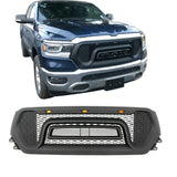 Grille For 2019-2021 Dodge Ram 1500 Rebel Style Matte black Front Grill W/LED Letters