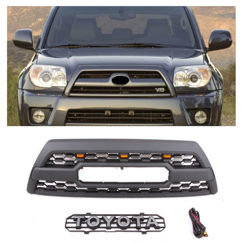 Matte Black Honeycomb Front Bumper Grille With Amber Lights For 2006-2009 Toyota 4Runner – AP_G