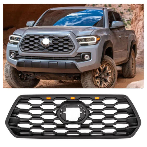 Replacement Grille Fit For 2016-2022 Toyota Tacoma Grill Matte Black with Lights